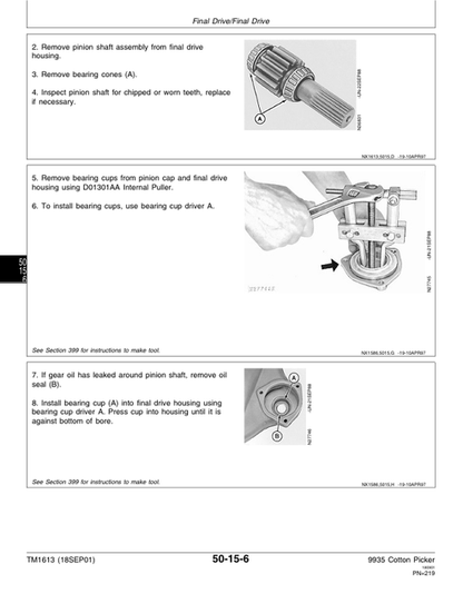 John Deere 9935 Cotton Picker Technical Service Manual PDF