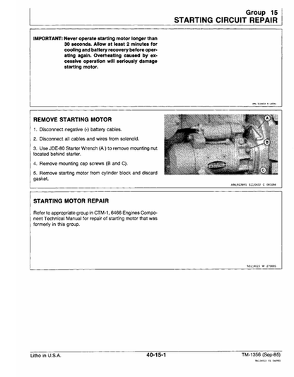 John Deere 9940 Cotton Picker Service & Repair Manual TM1356