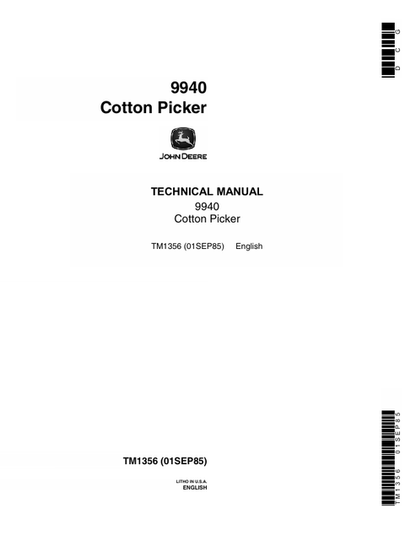 John Deere 9940 Cotton Picker Technical Manual TM1356 PDF