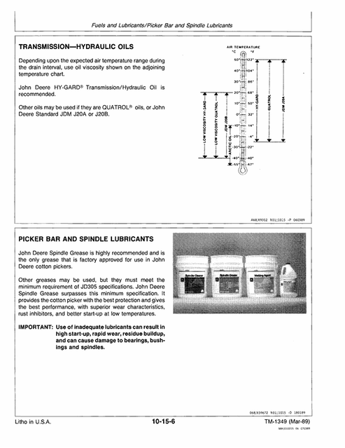 John Deere 9950 Cotton Picker Repair & Maintenance Manual TM1349