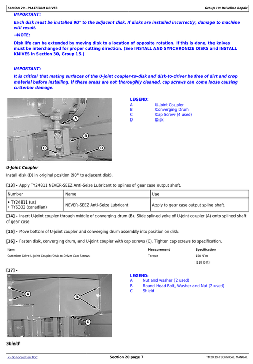 John Deere 995 Rotary Platform Service & Maintenance Technical Manual