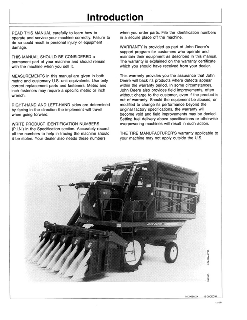John Deere 9960 Cotton Picker Operating & Maintenance Manual