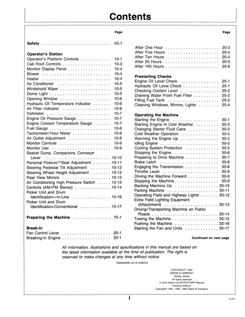 John Deere 9960 Cotton Picker Operator Guide OMN200308 PDF