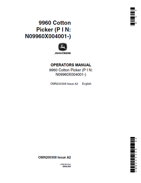 John Deere 9960 Cotton Picker Operator Manual OMN200308