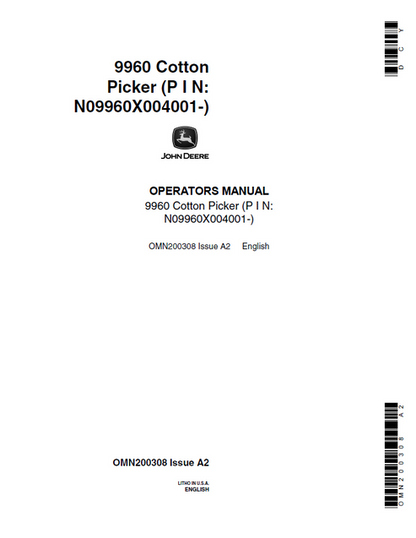 John Deere 9960 Cotton Picker Operator Manual OMN200308