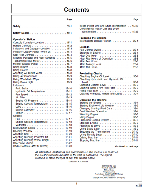 John Deere 9965 Cotton Picker Operator Guide OMN200351 PDF