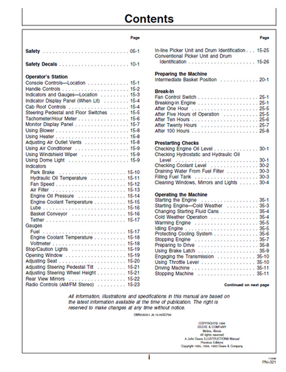 John Deere 9965 Cotton Picker Operator Guide OMN200351 PDF