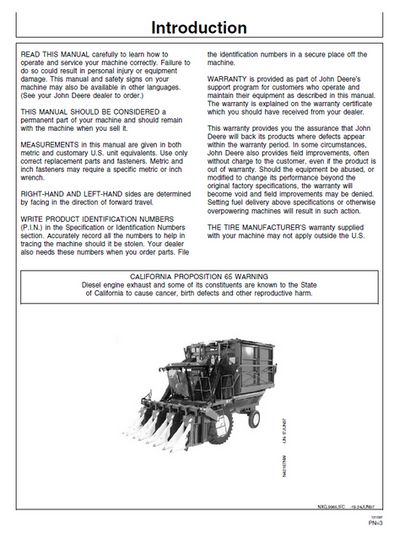 John Deere 9970 Cotton Picker Operating & Maintenance Manual