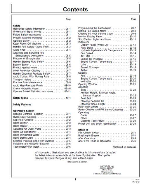 John Deere 9970 Cotton Picker Operator Guide OMN200258 PDF