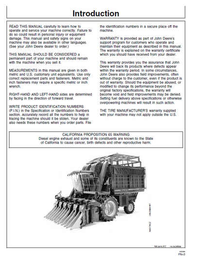 John Deere 9976 Cotton Picker Operating & Maintenance Manual