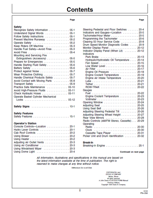 John Deere 9976 Cotton Picker Operator Guide OMN200526 PDF