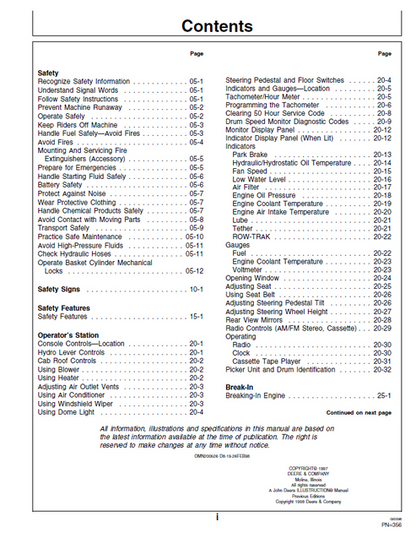 John Deere 9976 Cotton Picker Operator Guide OMN200526 PDF