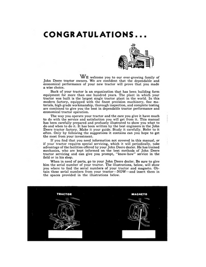 John Deere AR and AO Tractor Operator Manual PDF
