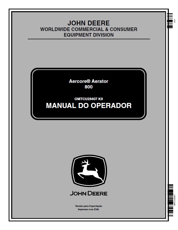 John Deere Aercore® Aerator 800 Operator Manual OMTCU28407 PDF