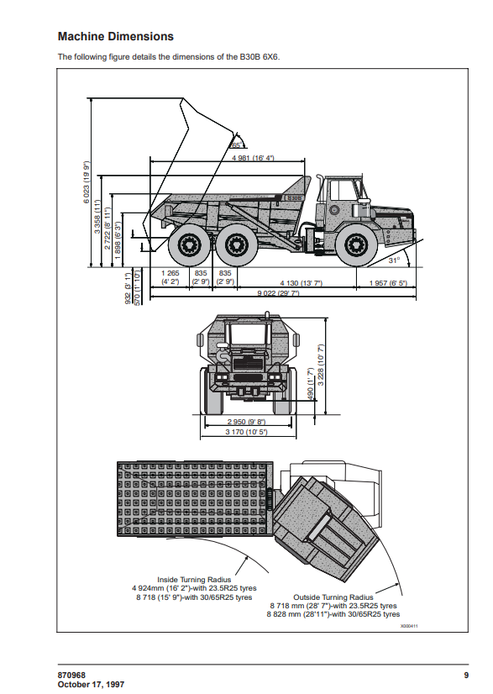 John Deere B30B 6X6 Dump Truck Operator Manual PDF
