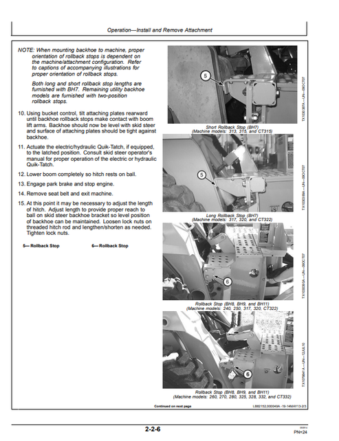 John Deere BH7-BH11 Utility Backhoe Manual OMT217884 PDF