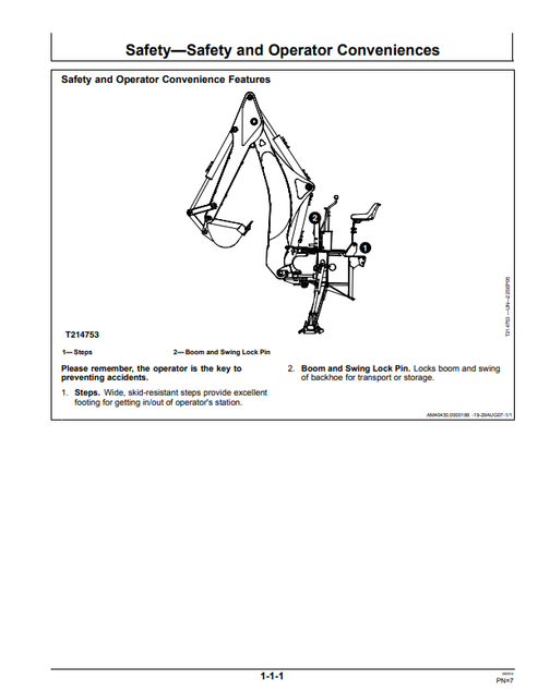 John Deere BH7 BH8 BH9 & BH11 Backhoe Operation Manual OMT217884