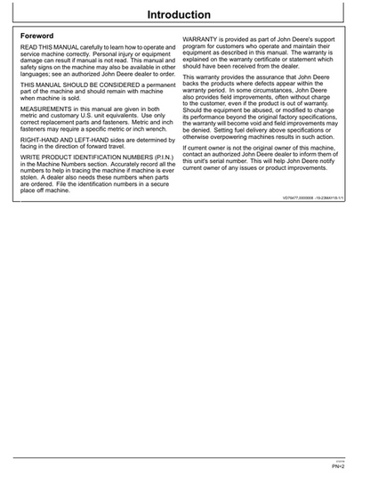 John Deere BH9B BH10B BH11B Backhoe Operating Manual PDF