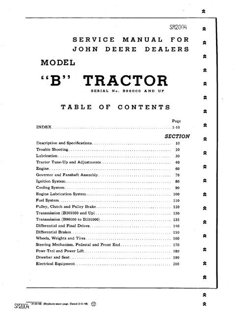 John Deere B Tractor Workshop Manual SM2004 – Service & Repair