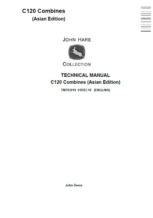 John Deere C120 Combine Technical Manual TM703019 PDF