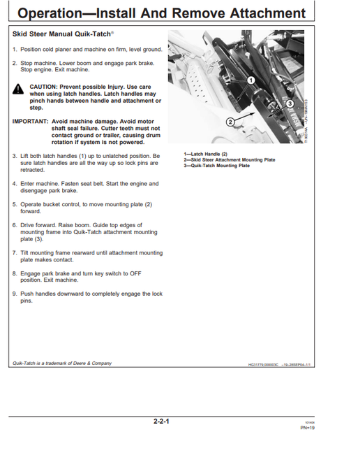 John Deere CP12B Cold Planer Operating Manual OMT212946 PDF