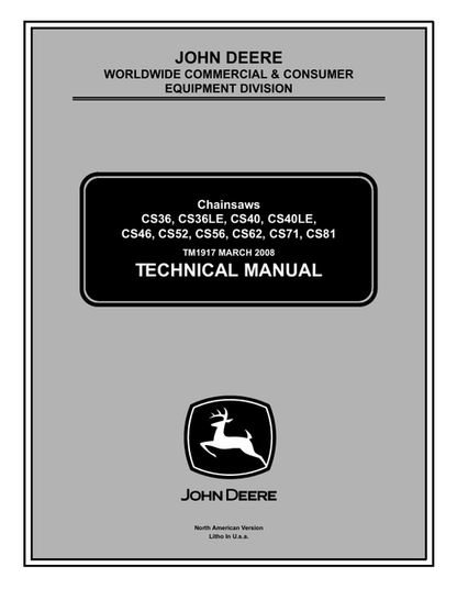John Deere CS36 CS40 CS46 CS52 CS56 CS62 CS71 CS81 Manual TM1917