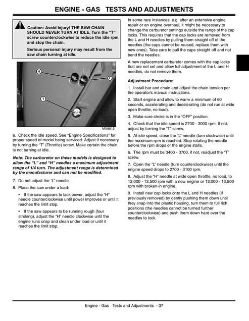 John Deere CS46 CS52 CS56 CS62 CS71 CS81 Chainsaw Manual PDF