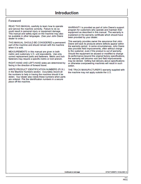 John Deere CT322 & CT332 Track Loader Operation & Maintenance Manual