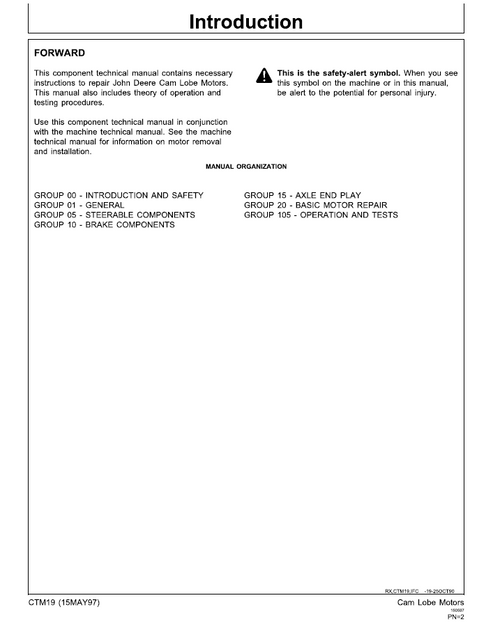 John Deere Cam Lobe Motor Service & Repair Manual CTM19 PDF