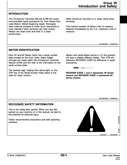 John Deere Cam Lobe Motor Workshop & Repair Manual CTM19