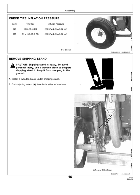 John Deere Center Pivot 945–955 Mower Conditioner Delivery Manual PDIE94122