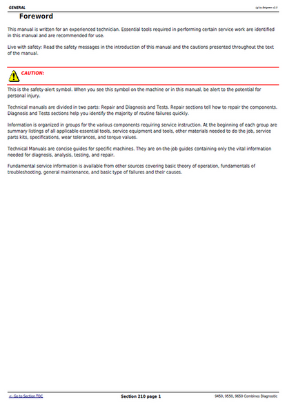 John Deere Combine Diagnosis & Test Manual TM2002 PDF
