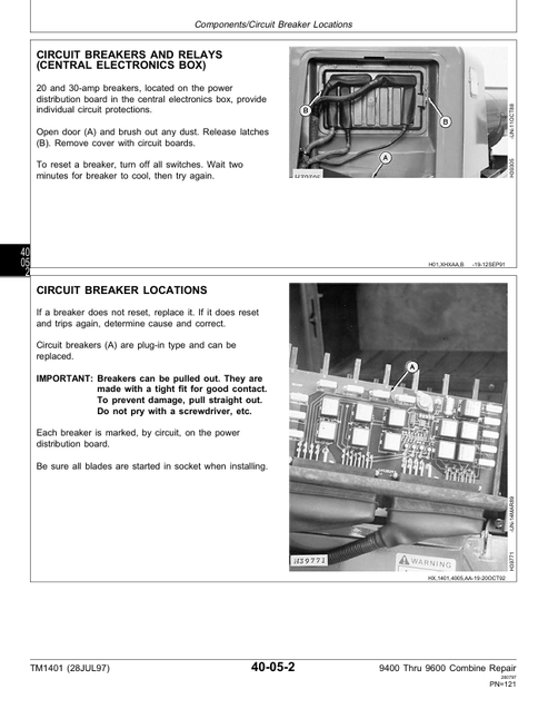 John Deere Combine Repair Manual 9400 9500 9600 TM1401 PDF