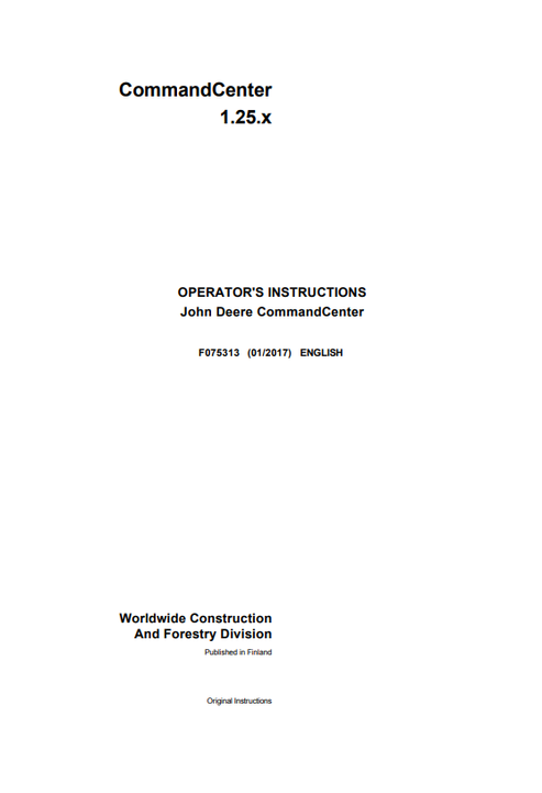 John Deere CommandCenter 1.25.X Operator Manual F075313 PDF