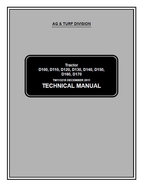 John Deere D100 D110 D120 D130 D140 D150 D160 D170 Technical Manual