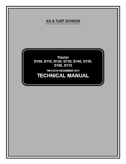 John Deere D100 D110 D120 D130 D140 D150 D160 D170 Technical Manual