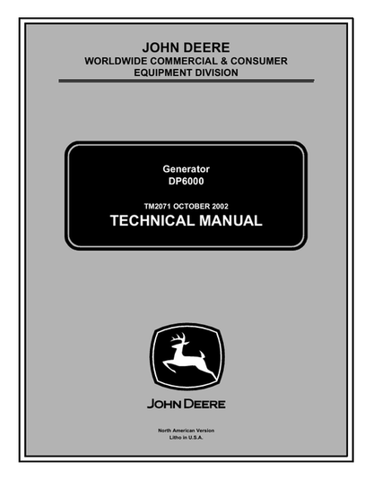 John Deere DP6000 Generator Technical Service Manual TM2071