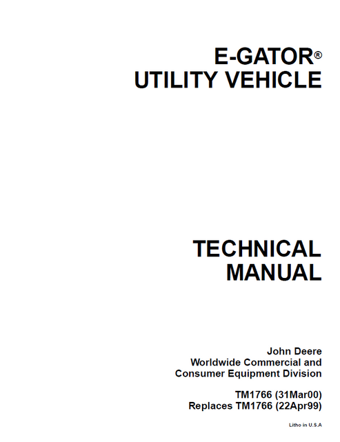 John Deere E-Gator Utility Vehicle Technical Manual TM1766