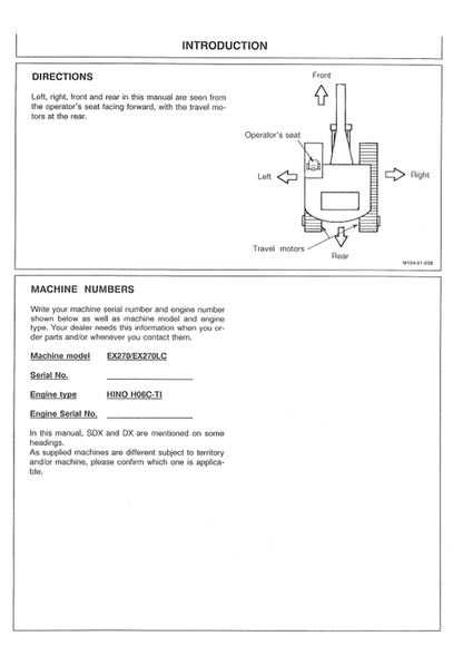 John Deere EX270 EX270LC Hydraulic Excavator Operator Manual PDF