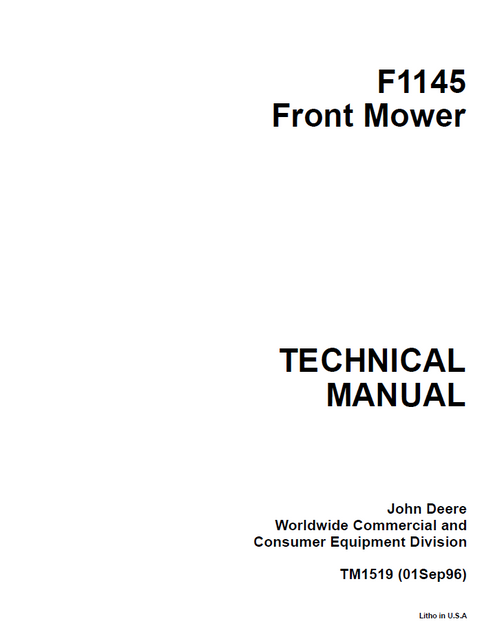 John Deere F1145 Front Mower Technical Manual TM1519