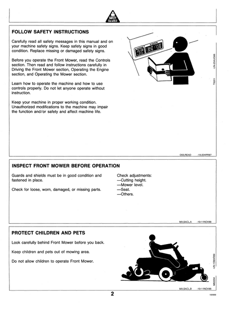 John Deere F510 F525 Front Mower Operating Manual & Maintenance Guide