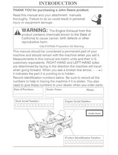 John Deere F510 & F525 Front Mower Operating Manual OMM134151