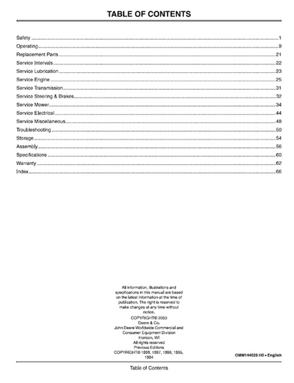 John Deere F510 & F525 Front Mower Operation & Maintenance Manual