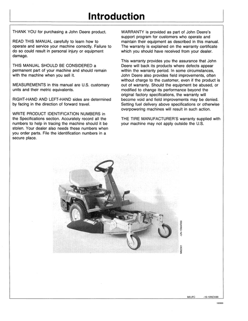 John Deere F510 & F525 Front Mower Operation & Maintenance Manual