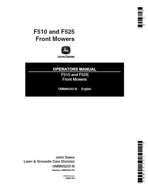 John Deere F510 F525 Front Mower Operator Manual OMM95233