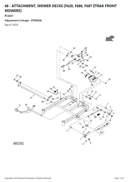John Deere F620 F680 F687 ZTRAK Mower Parts Manual PC2631