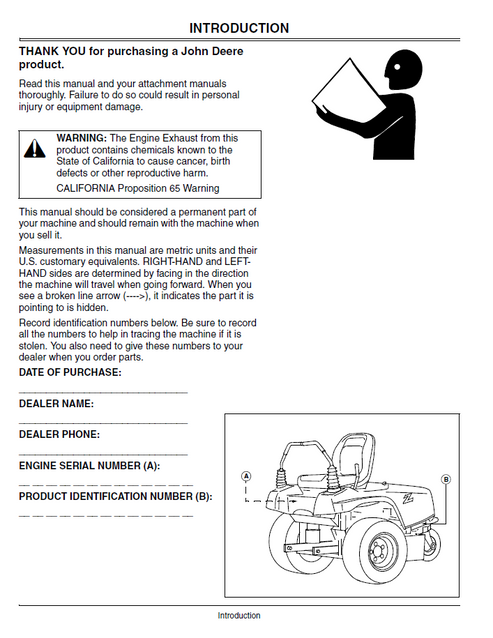 John Deere F620 ZTRAK Front Mower Operator Manual OMM139734 PDF