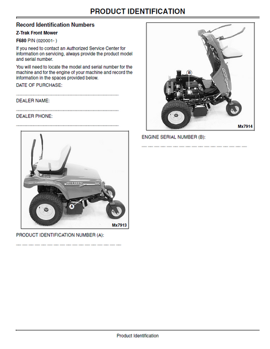 John Deere F680 Z-Trak Front Mower Operator Manual OMTCU14008 PDF