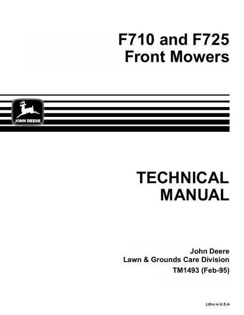 John Deere F710 F725 Front Mower Technical Manual TM1493