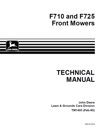 John Deere F710 F725 Front Mower Technical Manual TM1493